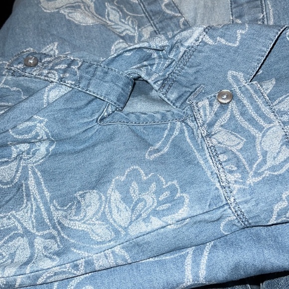 Chico’s 100% cotton denim print tunic blouse Sz L / 12 - Picture 9 of 9